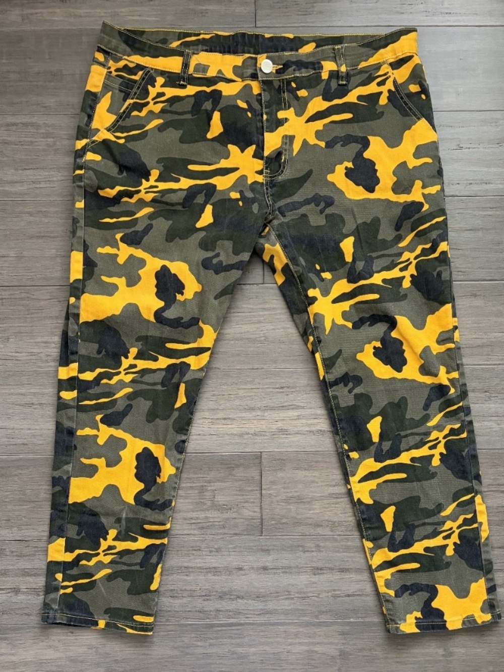 Men's Yellow/Black/Gray Camo Pants | Size 2XL